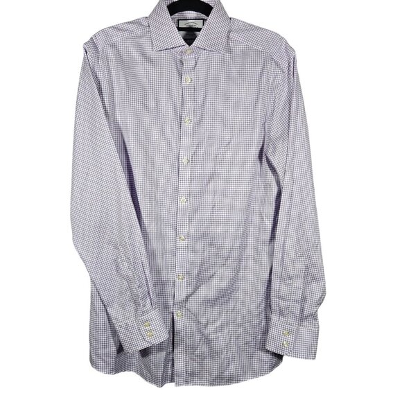 Mens Charles Tyrwhitt Purple Checkered Button-Up Dress Shirt Extra Slim Fit - Picture 1 of 12